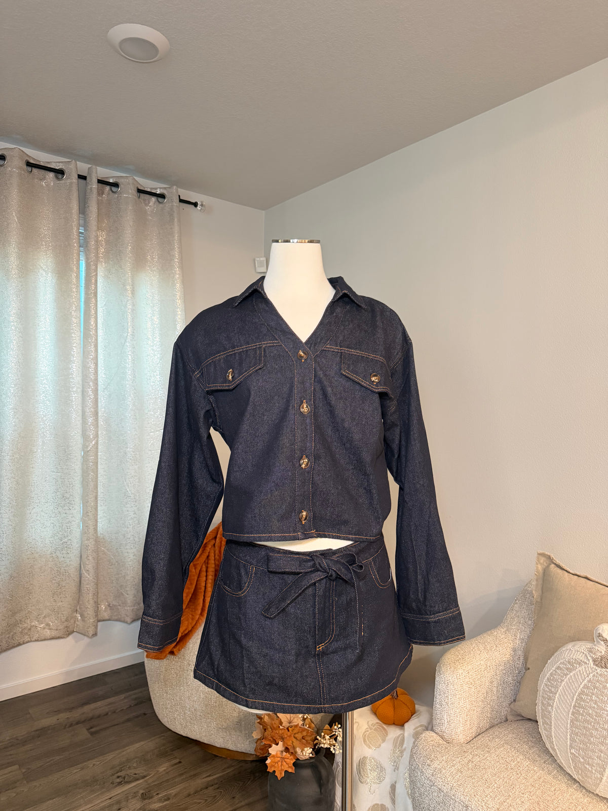 Denim Darling Low Waist Front Tie Skort