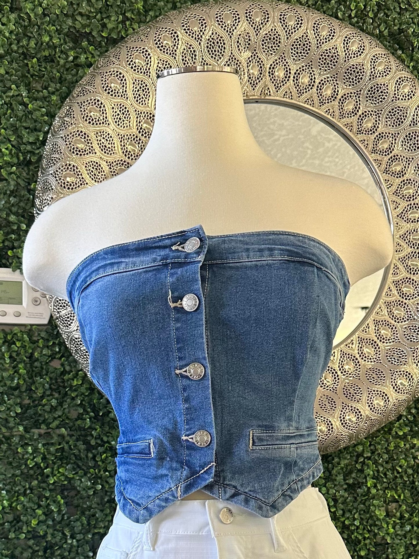 No Better Time Strapless Denim Top