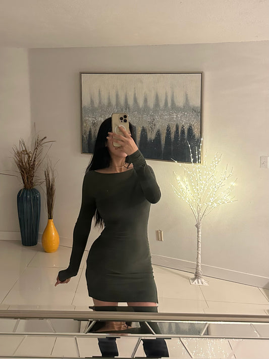 Talk About It Mini Dress(Olive)